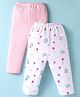 Wonderchild Pack Of 2 Floral Printed & Solid Leggings - Pink & White