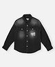 Pepe Jeans Cotton Blend Woven Full Sleeves Denim Shirt with Text Embroidery - Charcoal Grey