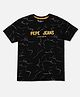 Pepe Jeans Cotton Knit Half Sleeves T-Shirt with Abstract & Text Print - Dark Green