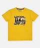 Pepe Jeans Cotton Knit Half Sleeves T-Shirts With Buildings & Text Print - Golden