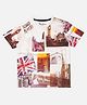 Pepe Jeans Cotton Knit Half Sleeves T-Shirts With  Buildings & Flag Print - Offwhite