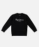 Pepe Jeans Knit Full Sleeves T-Shirts with Brand Name Print - Black