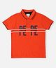 Pepe Jeans Cotton Knit Half Sleeves Polo T-Shirt with Text Print - Orange