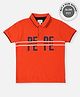 Pepe Jeans Cotton Knit Half Sleeves Polo T-Shirt with Text Print - Orange