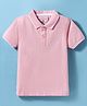 Pepe Jeans Cotton Knit Half Sleeves Solid Color Polo T-Shirt with Logo Detailing - Light Pink