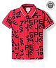 Pepe Jeans Cotton Knit Half Sleeves Polo T-Shirt with Logo Print - Red