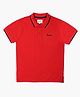 Pepe Jeans Cotton Knit Half Sleeves Solid Polo T-Shirt - Wine