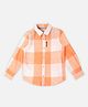 Pepe Jeans Cotton Woven Full Sleeves Checks Shirt - Light Orange & White