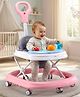 Play Nation Foldable Baby Walker with Parental Push Handle & Musical Toy Bar - Pink| Cushion Seat| Adjustable Height| Smooth Swivel Wheels| Removable Parental Handle