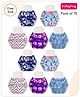 Babyhug Free Size Reusable Printed Cloth Diaper with Inserts Pack of 10 - Multicolour