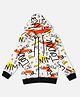 Pepe Jeans Fleece Woven Full Sleeves Hooded Sweatjacket With Text Print - Off White