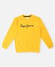 Pepe Jeans Cotton Woven Full Sleeves Sweatshirt With Brand Logo Print - Yellow