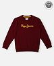 Pepe Jeans Cotton Woven Full Sleeves Sweatshirt With Brand Logo Print - Red