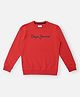 Pepe Jeans Cotton Woven Full Sleeves Sweatshirt With Brand Logo Print - Red