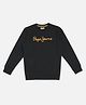 Pepe Jeans Cotton Woven Full Sleeves Sweatshirt With Brand Logo Print - Charcoal Grey