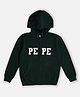 Pepe Jeans Cotton Woven Full Sleeves Hooded Sweatjacket With Pepe Print & Kangaroo Pockets - Dark Green