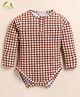 Cot & Candy Organic Cotton Full Sleeves Checked Onesie - Maroon