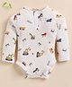 Cot & Candy Organic Cotton Full Sleeves Construction Vehicles Printed Onesie - Cream