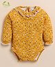 Cot & Candy Organic Cotton Full Puffed Sleeves Frill Detailed Floral Printed Onesie - Mustard