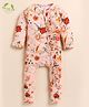 Cot & Candy Organic Cotton Full Sleeves Frill Detailed Floral Printed Romper - Peach