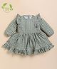 Cot & Candy Organic Cotton Full Sleeves Ruffles Detailed Checked Dress - Grey