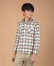 CRIMSOUNE CLUB 100% Cotton Full Sleeves Checked Hooded Shirt - Brown
