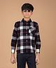 CRIMSOUNE CLUB 100% Cotton Full Sleeves Checked Shirt - Navy Blue
