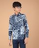CRIMSOUNE CLUB 100% Cotton Full Sleeves Floral Printed Shirt - Blue