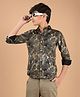 CRIMSOUNE CLUB 100% Cotton Full Sleeves Leaves Printed Shirt - Khaki