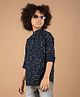 CRIMSOUNE CLUB 100% Cotton Full Sleeves Abstract Printed Ethnic Short Kurta - Olive