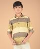 CRIMSOUNE CLUB 100% Cotton Full Sleeves Striped Shirt - Brown