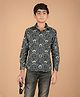 CRIMSOUNE CLUB 100% Cotton Full Sleeves Motifs Printed Shirt - Olive Green