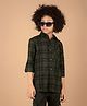 CRIMSOUNE CLUB 100% Cotton Full Sleeves Checked Shirt - Green