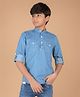 CRIMSOUNE CLUB 100% Cotton Full Sleeves Solid Kurta - Blue
