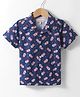 JASH KIDS Cotton Knit Half Sleeves Shirt with Pop Corn Print - Navy Blue