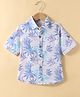 JASH KIDS Cotton Knit Half Sleeves Shirt with Tropical Theme Print - Blue