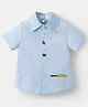Mark & Mia Cotton Woven Half Sleeves Basebal Embroidered Shirt - Light Blue