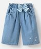 Mark & Mia Three Fourth Length Capri with Bow Applique & Floral Print - Light Blue