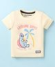Little Darlings Sinker Knit Half Sleeves T-Shirt With Leisure Days Text Print - Cream