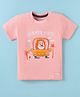 Little Darlings Sinker Knit Half Sleeves T-Shirt With Summer Vibes Text Print - Peach