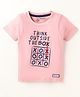 Little Darlings Sinker Knit Half Sleeves T-Shirt With Think Outside The Box Text Print - Pink