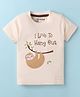 Little Darlings Sinker Knit Half Sleeves T-Shirt With Slot Print - Cream