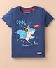 Little Darlings Sinker Knit Half Sleeves T-Shirt With Sea Life Print - Navy Blue