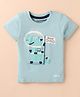 Little Darlings Sinker Knit Half Sleeves T-Shirt With Dino Print - Light Blue