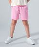 Primo Gino 100% Cotton Woven Knee Length Elasticated Waistband Solid Shorts with Pocket Detailing - Light Pink