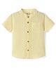 Bonfino 100% Cotton Woven Half Sleeves Mandarin Collar Solid Shirt - Yellow