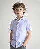 Primo Gino 100% Cotton Oxford Woven Half Sleeves Solid Color Shirt With Logo Embroidery Detailing - Light Blue