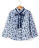 Hugsntugs Cotton Full Sleeves Floral Printed Bow Applique Detailed Top - Blue