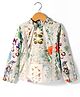 Hugsntugs Cotton Full Sleeves Butterfly Printed & Lace Embellished Printed Top - Off White