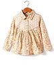 Hugsntugs Cotton Full Sleeves Floral Printed & Embroidered Shirt Style Top - Beige
